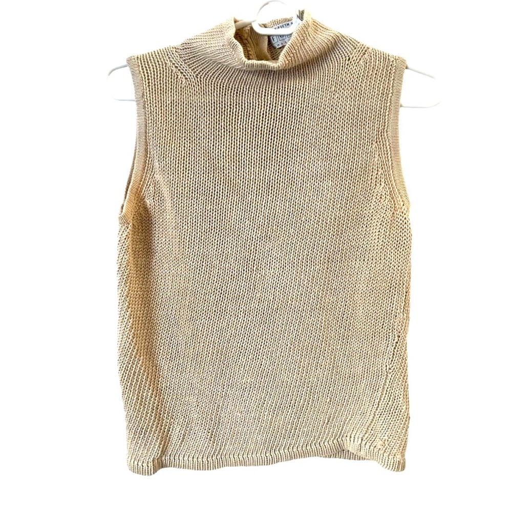 Saks Fifth Avenue Folio Collection 100% Linen Knit Sleeveless Mock-neck‎ Sweater